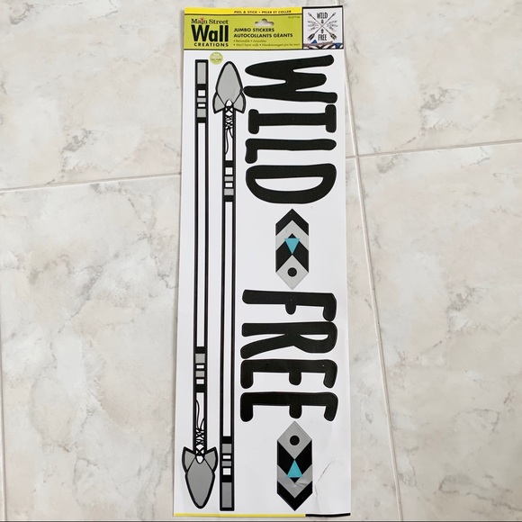 “Wild & Free” Arrow & Feather Wall Decal/Stickers - Picture 2 of 4